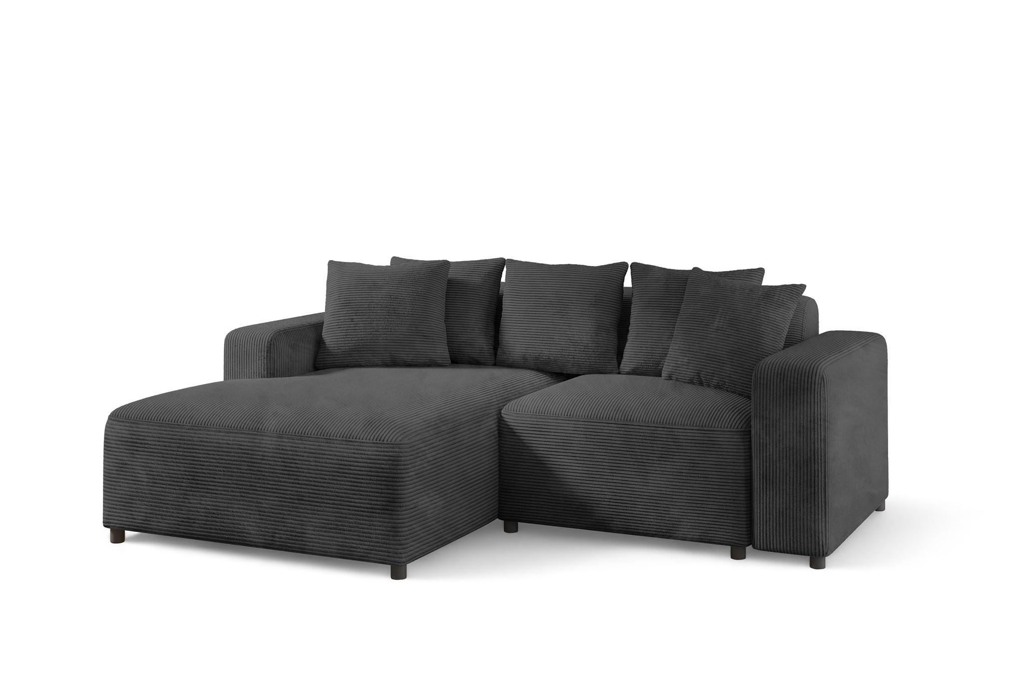 ECKSOFA Megan Xs In Stoff Poso - Dunkelgrau, Holzwerkstoff/Textil (240/165cm) - Fun Möbel