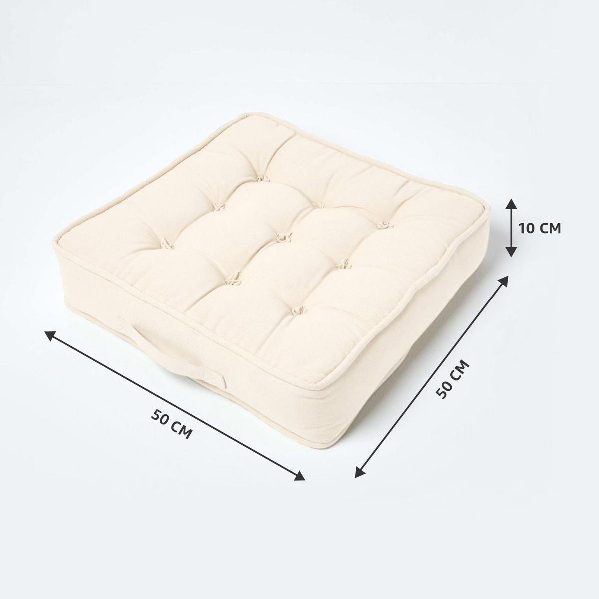 SITZKISSEN creme 50/50/10 cm – Sesselkissen, Baumwolle - Creme, Textil (50/50/10cm) - Homescapes