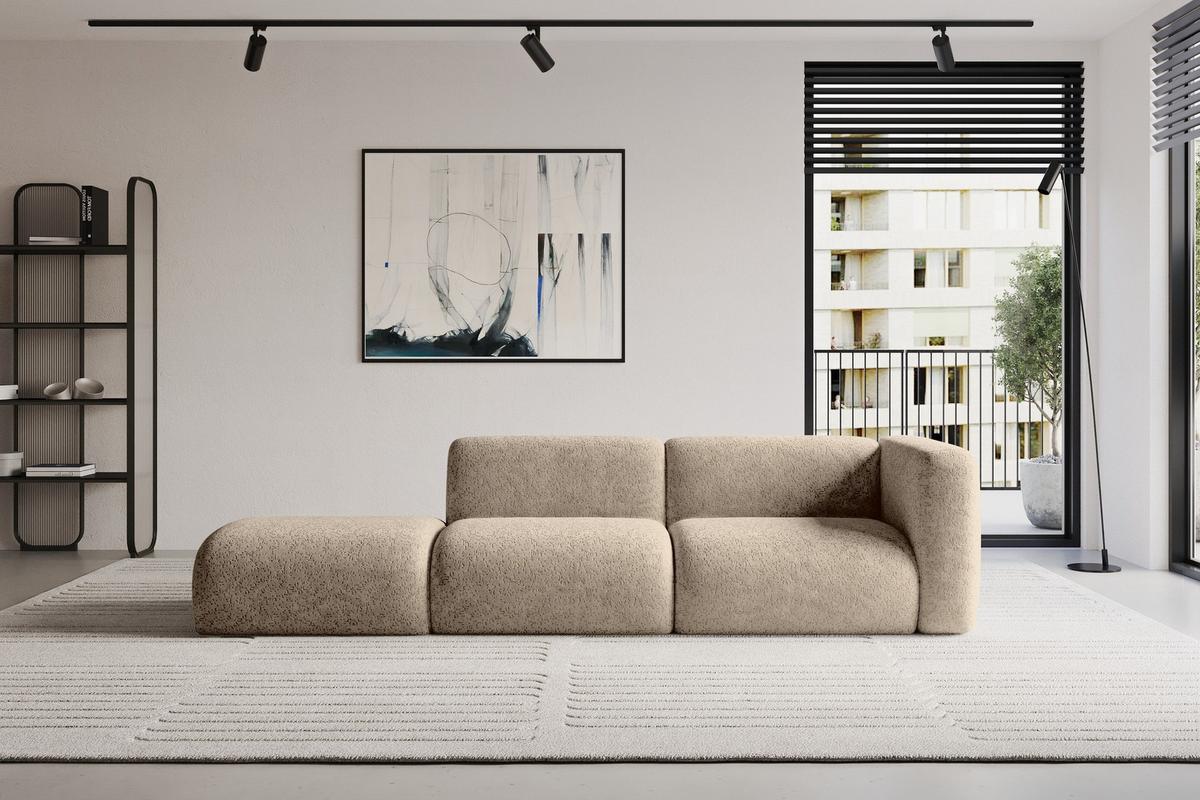 SOFA Ottomane Rechts MIRA-S3 296x89x70 Braun Velours - Schwarz/Braun, Holzwerkstoff/Kunststoff (296/70/89cm) - ALTDECOR