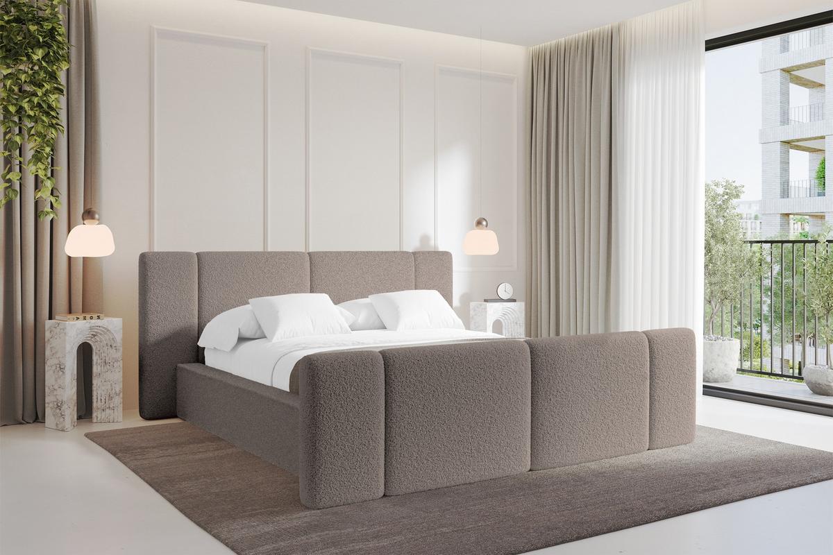 POLSTERBETT mit Bettkasten, Fußteil und Lattenrost, Bett mit Matratze H3/H4 - RIVO-Z 180x200 Braun - Braun, Holzwerkstoff/Textil (180/200cm) - ALTDECOR