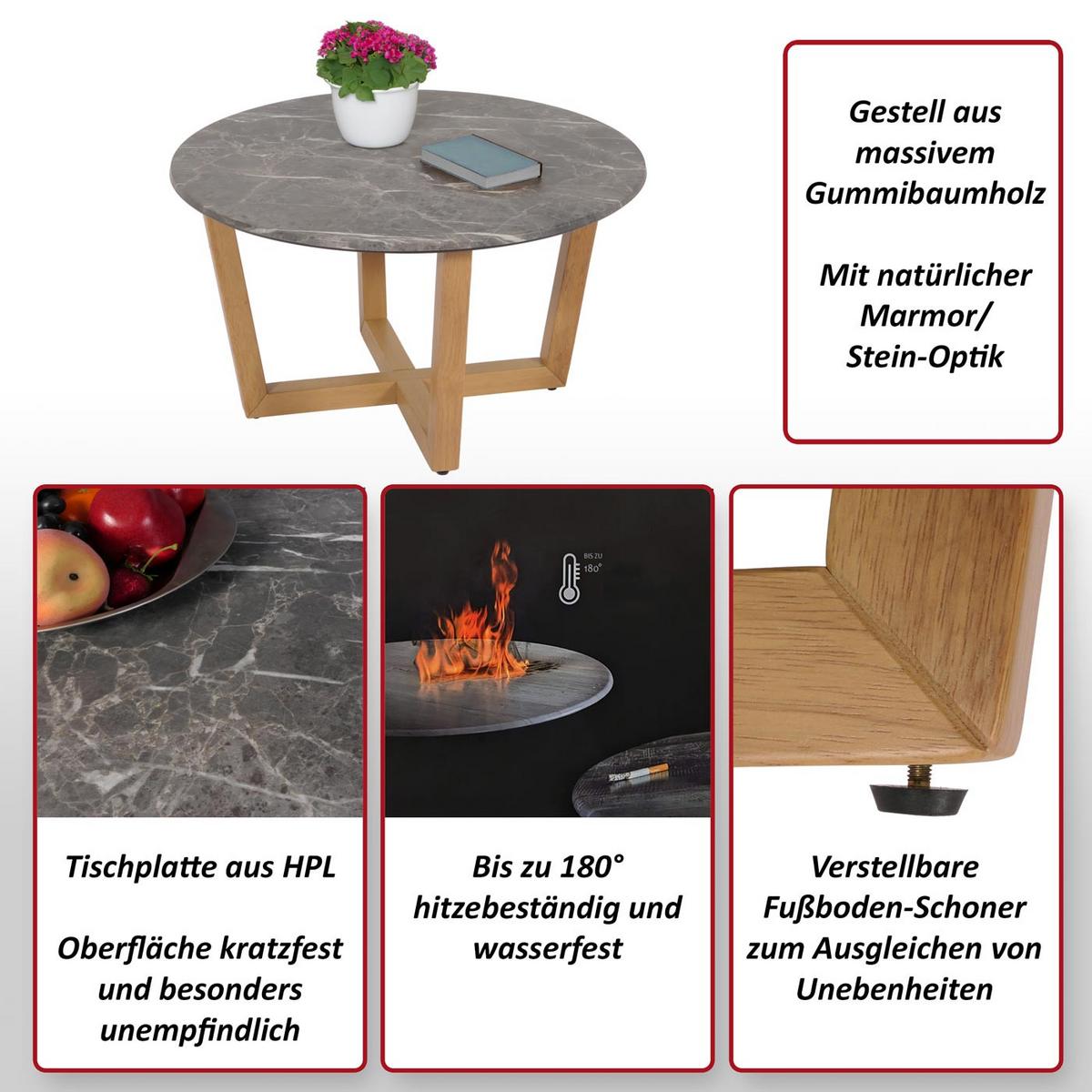 COUCHTISCH rund Steingrau - Grau, Holz (80/80/46cm) - MCW