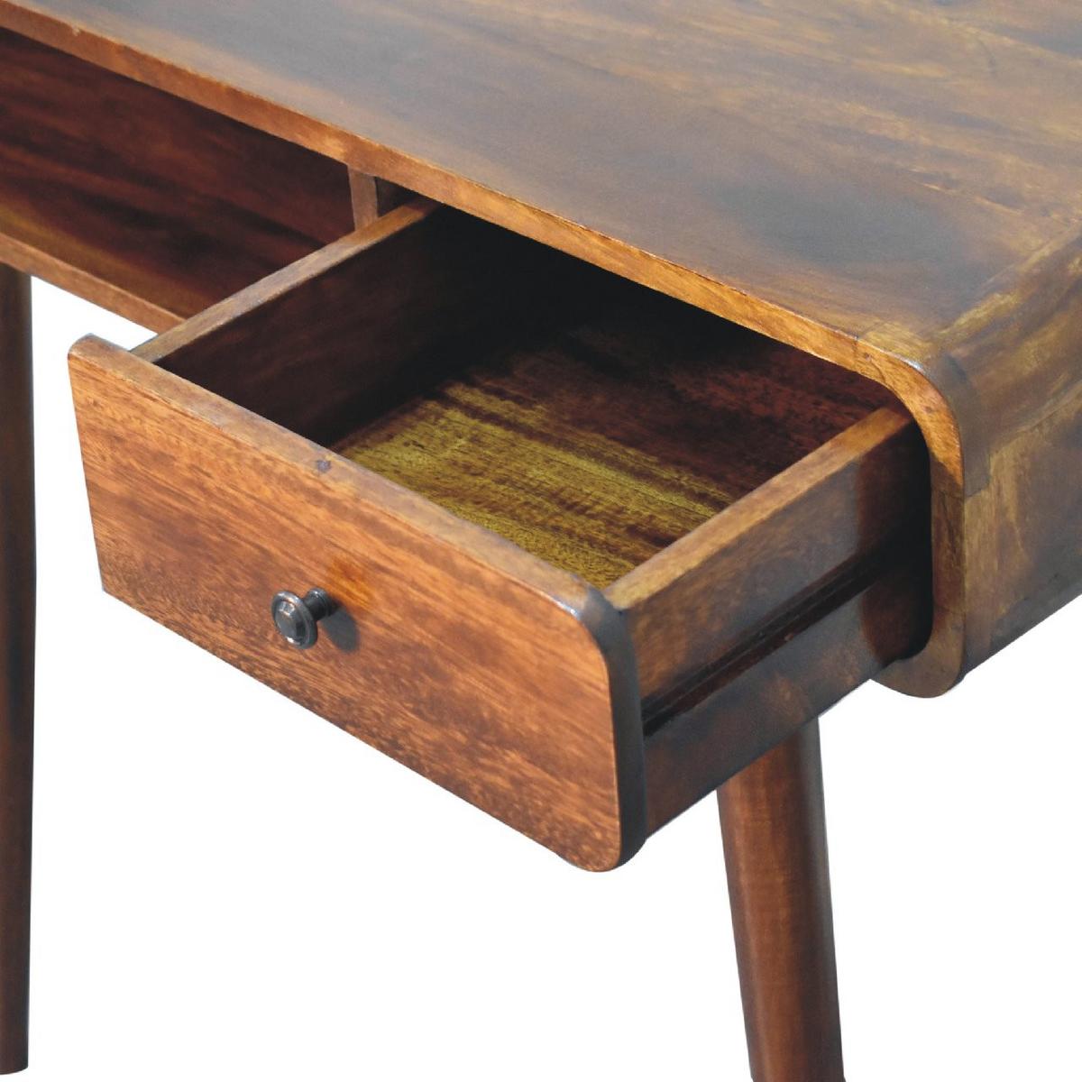 SCHREIBTISCHE aus Massivholz, 1 Schublade, 1 Offenes Fach, Braun - Kastanienfarben/Messingfarben, Holz/Metall (45/90/80cm) - Artisan Furniture