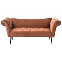 CHAISELONGUE Samtstoff Goldbraun Nantilly - Goldfarben/Schwarz, Textil (175/76/69cm) - Beliani