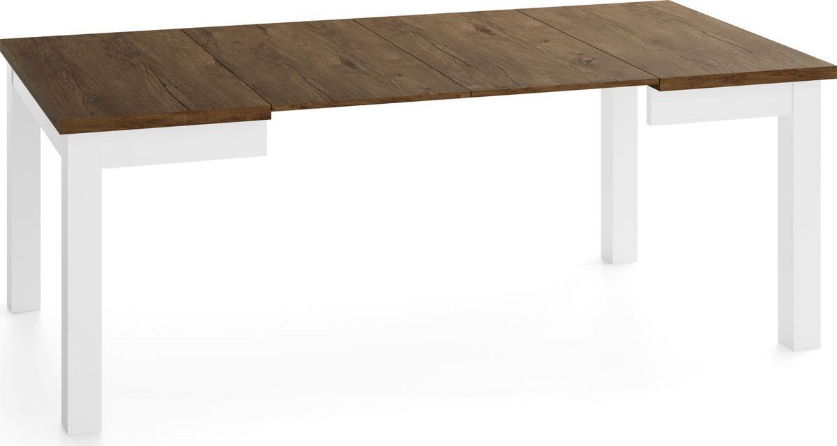ESSTISCH Toren Weiß ausziehbar verlängerbar quadratisch, Eiche Braun Rustikal 90-190/90/76.5 cm - Alteiche/Weiß, Holz/Holzwerkstoff (90/190/76.5cm) - WFL GROUP