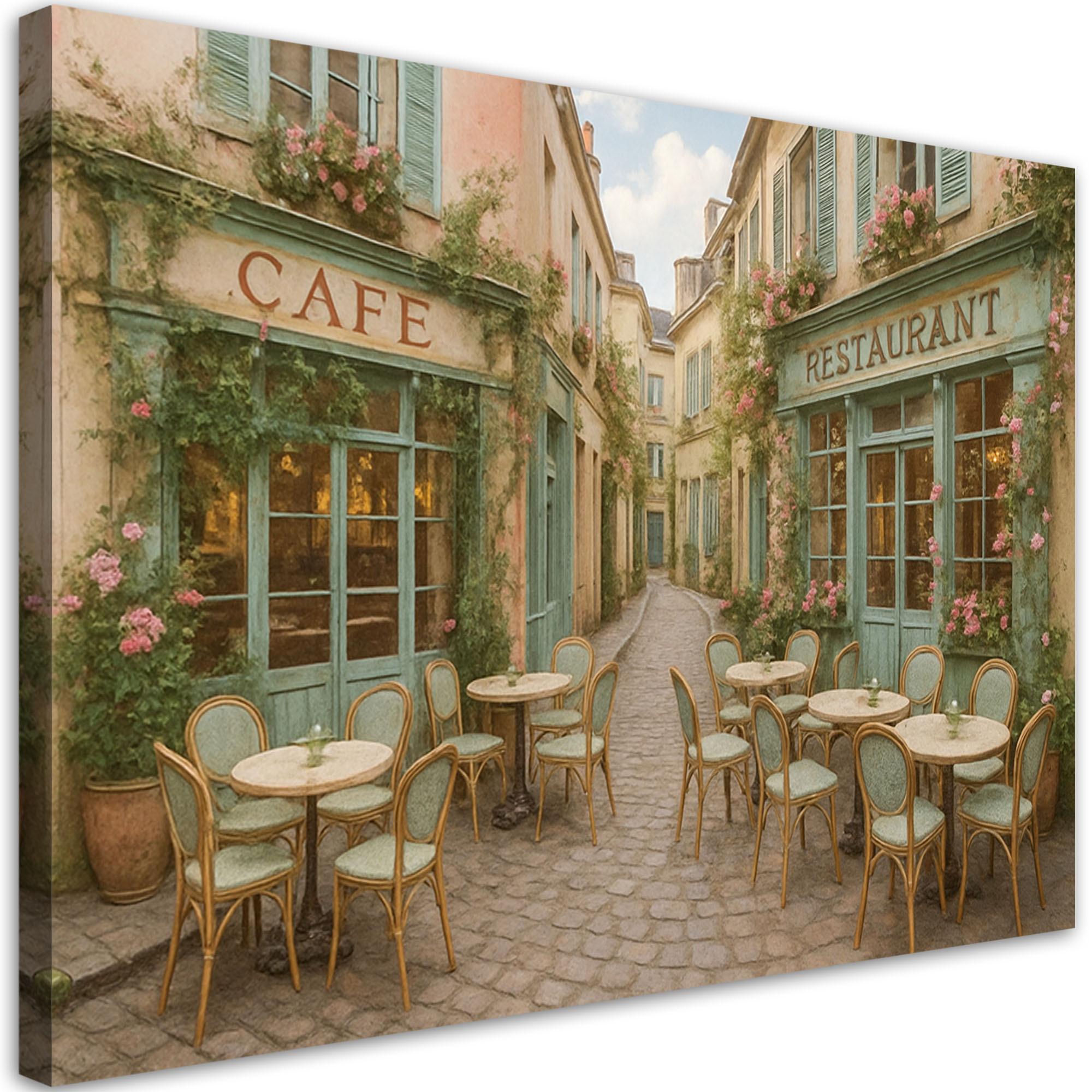 LEINWANDBILD Paris Restaurant Café im Boho Stil 90x60cm - Beige, Textil (90/60cm) - Feeby