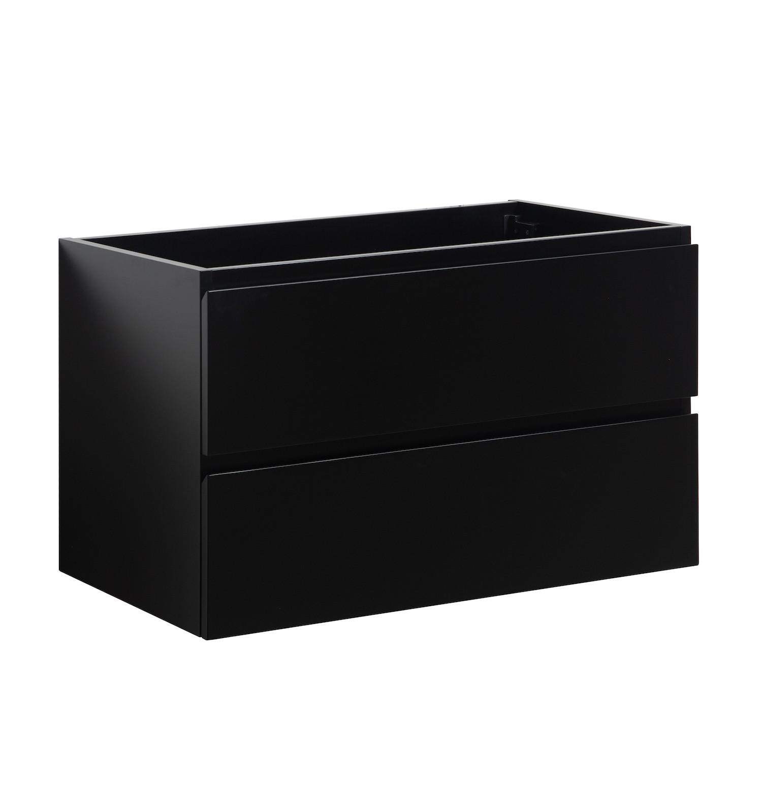 WASCHBECKENUNTERSCHRANK Angela 2 Schubladen Schwarz Matt - 80 x 48 x 50 cm - Schwarz, Holz (80/50/48cm) - Badplaats