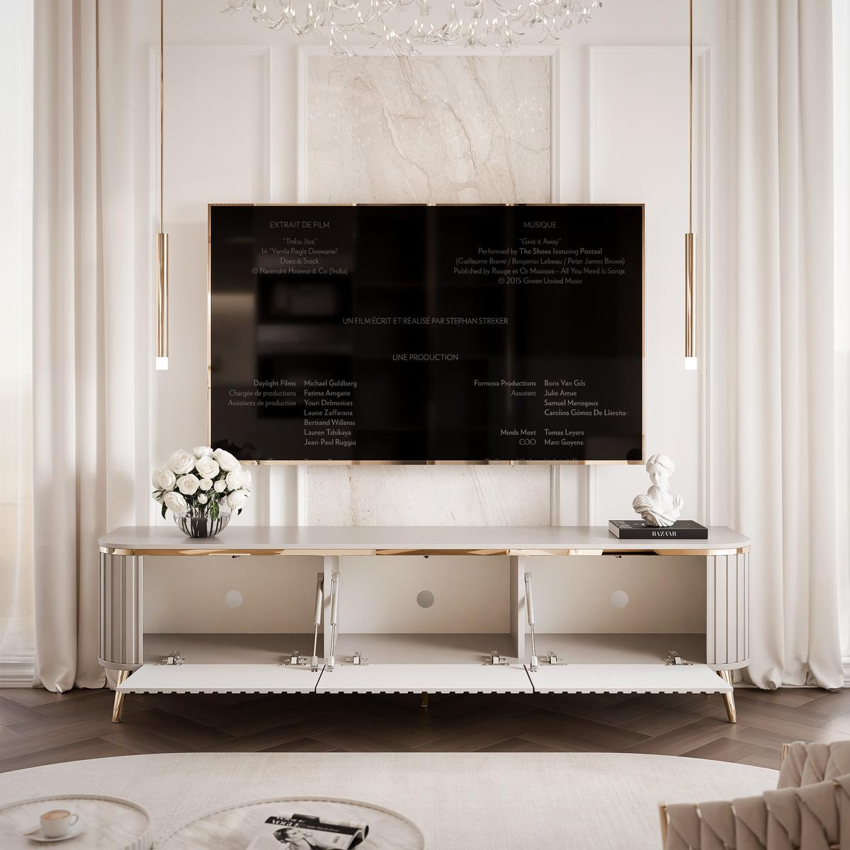 TV-LOWBOARD AZELIA 165 cm, mit LED-Beleuchtung, Kaschmir - Kaschmir, Holzwerkstoff (165/44/35cm) - Idohome