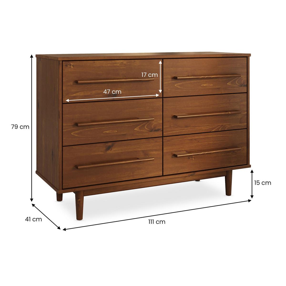 KOMMODE TECCA Kastanie - Kastanienfarben, Holz (111/79/41cm) - IDIMEX