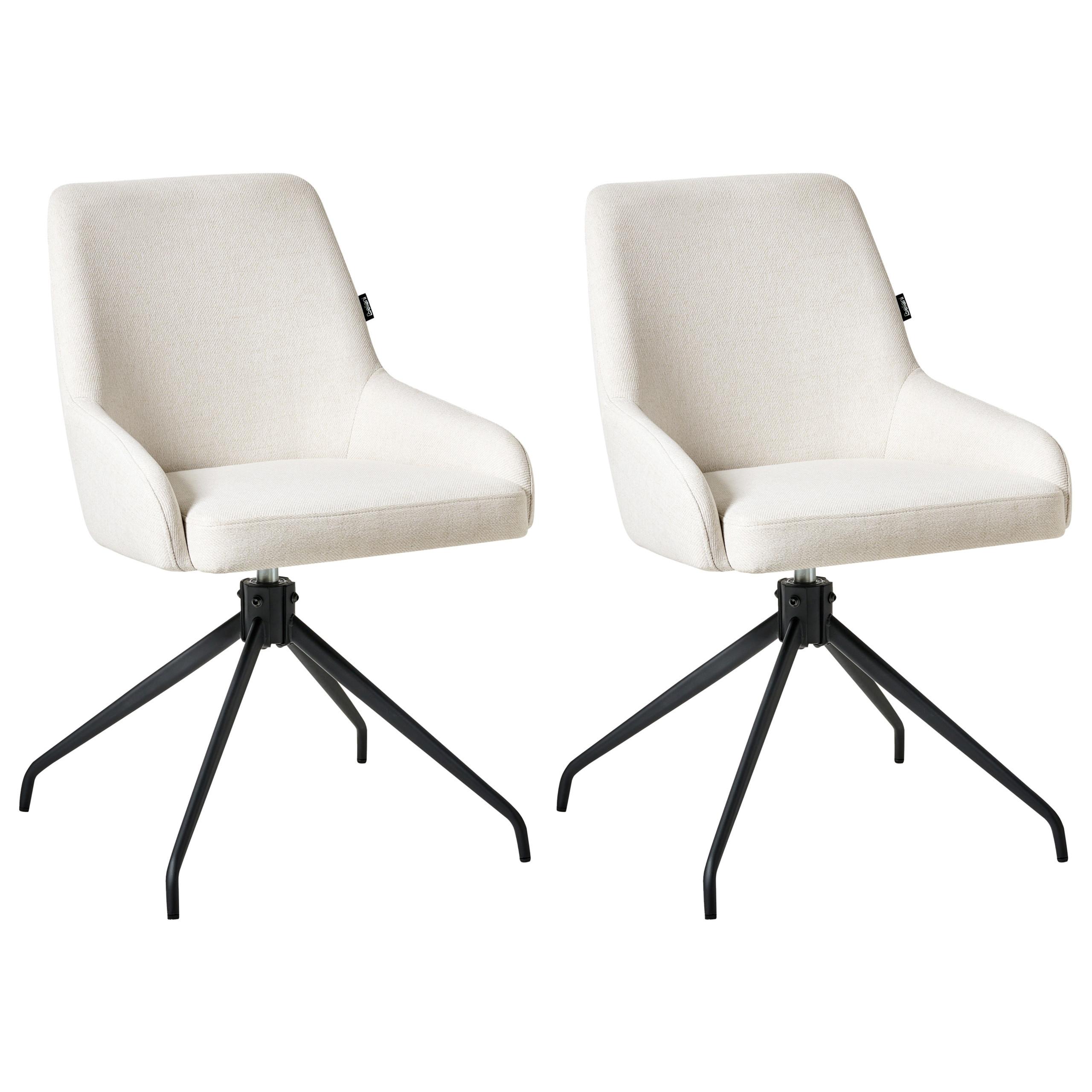 ESSZIMMERSTUHL 2er-Set Cremeweiß Jenner - Schwarz/Weiß, Textil (48/83/70cm) - Beliani