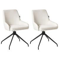 ESSZIMMERSTUHL 2er-Set Cremeweiß Jenner - Schwarz/Weiß, Textil (48/83/70cm) - Beliani
