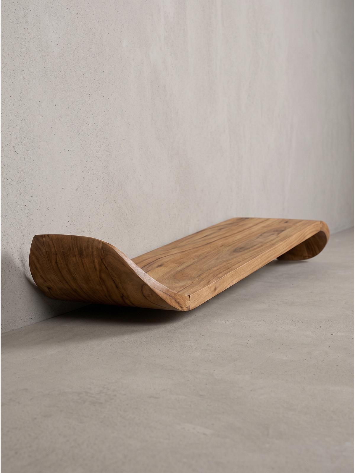 WANDREGAL ARBOGA, Mango Massivholz, handgefertigt, 120 x 20 x 36 cm - Braun, Holz (120/36/20cm) - KADIMA DESIGN