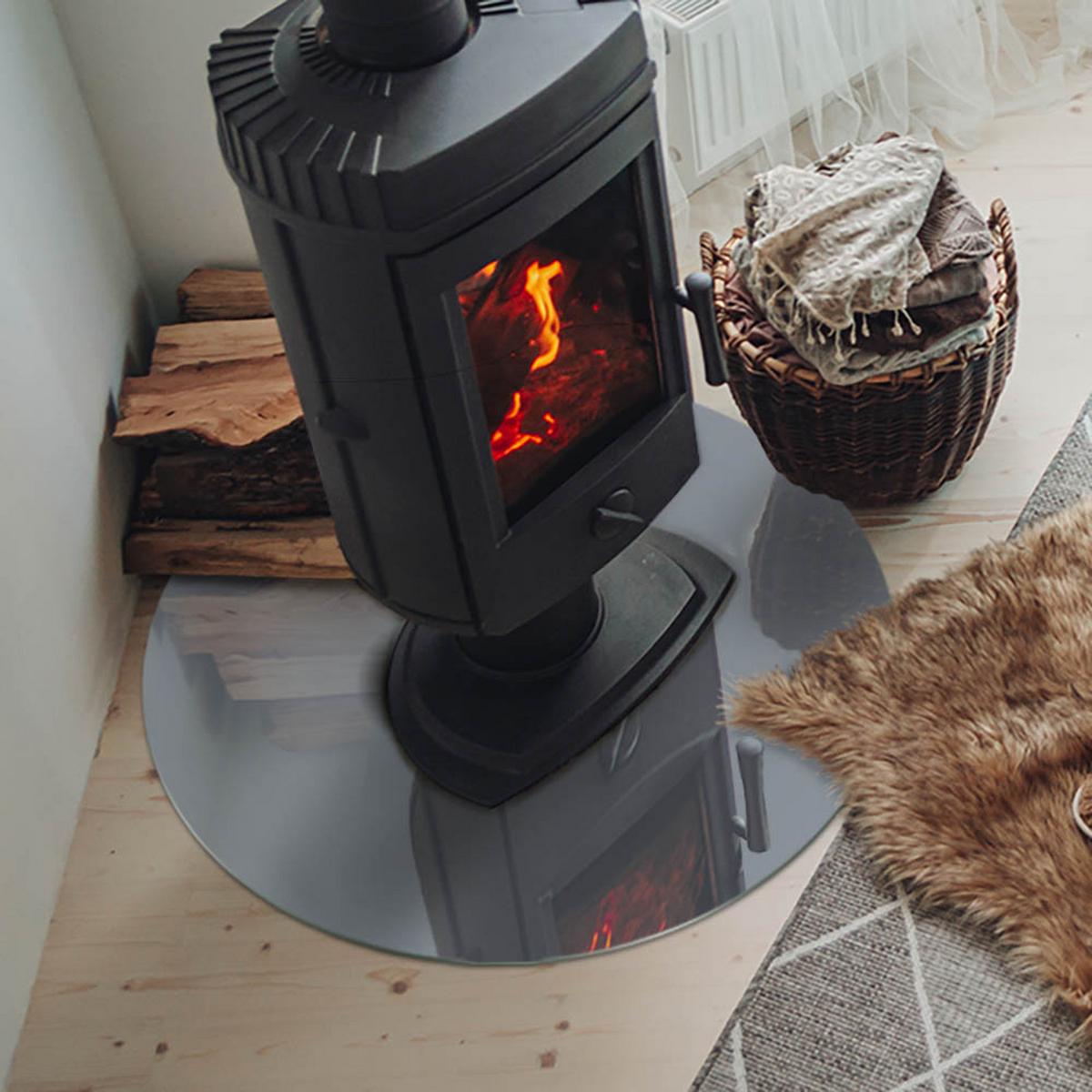 GLASPLATTE für Kamin Ø 70 cm - Grau, Glas (70/70/0.4cm) - TULUP