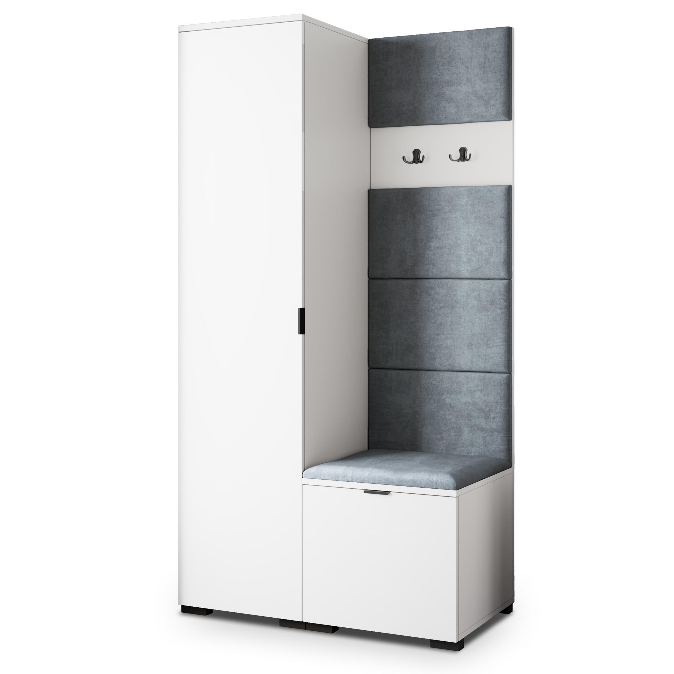 GARDEROBENSCHRANK LORI 95/181/51 cm Modern Garderobe-Set Weiß - Weiß/Grau, Holzwerkstoff (95/181/51cm) - MASSENO