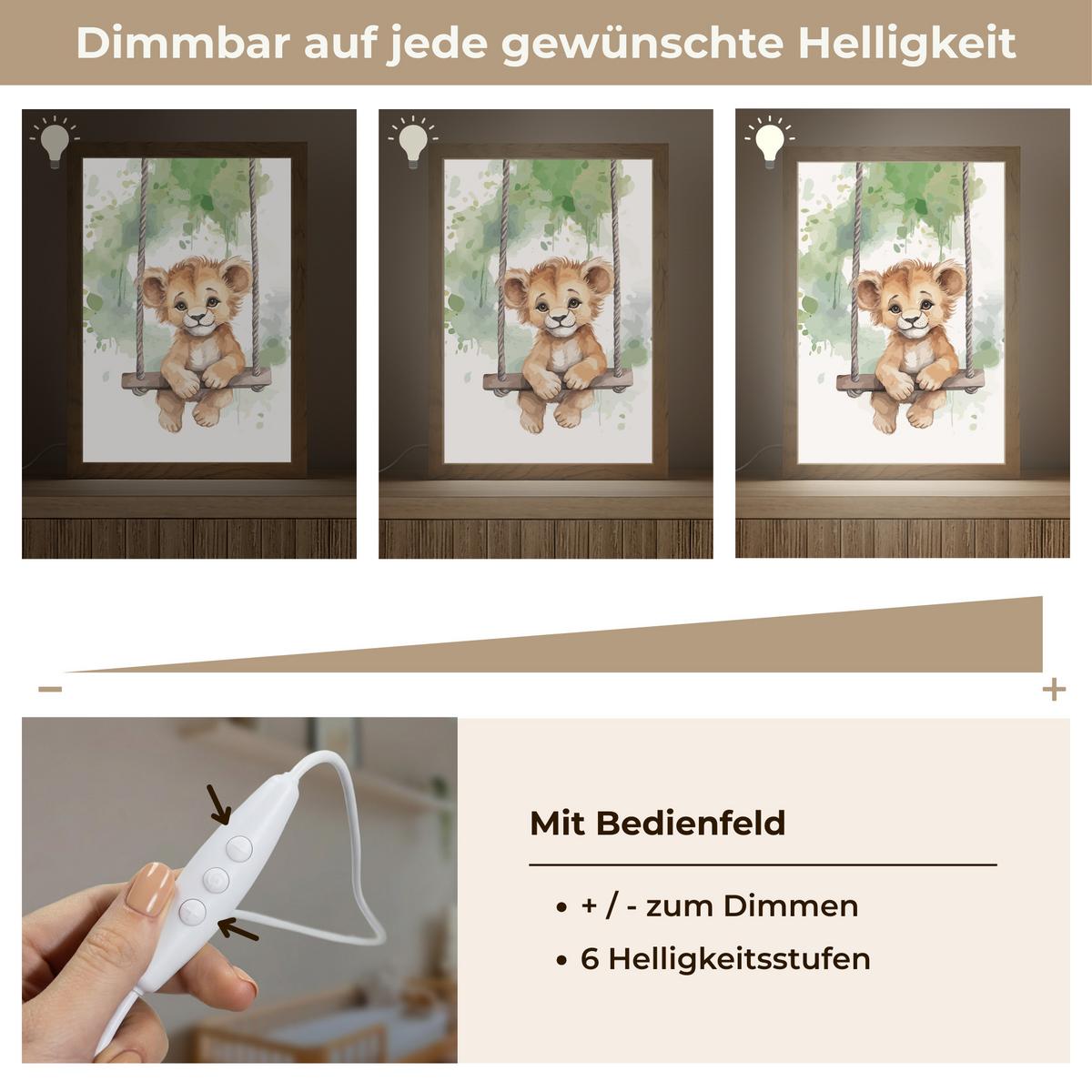 NACHTTISCHLAMPE Löwe - Tier - Kinder - Dschungel 20x30 cm - Weiß, Holzwerkstoff (8/20/30cm) - OnlyWow