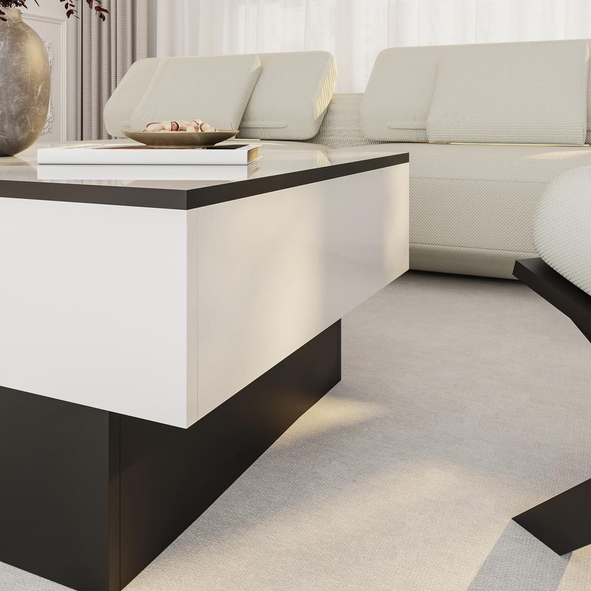 COUCHTISCH Lens 36/80/60 cm - Schwarz/Weiß, Holzwerkstoff (60/80/36cm) - [en.casa]