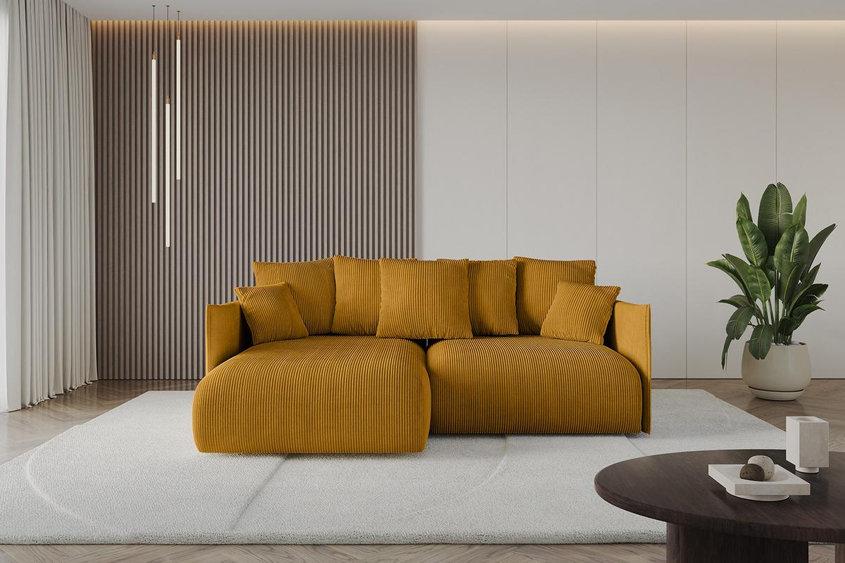 ECKSOFA Ottomane links ONESK-L 216x177x72 Senfgelb Cord - Currygelb, Holzwerkstoff/Kunststoff (216/177cm) - ALTDECOR
