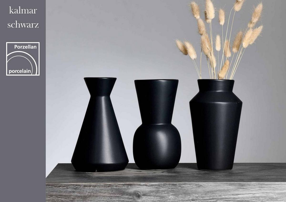 VASEN-SET Kalmar schwarz 20 cm 3-tlg. - Schwarz, Keramik (20cm) - Ritzenhoff Breker