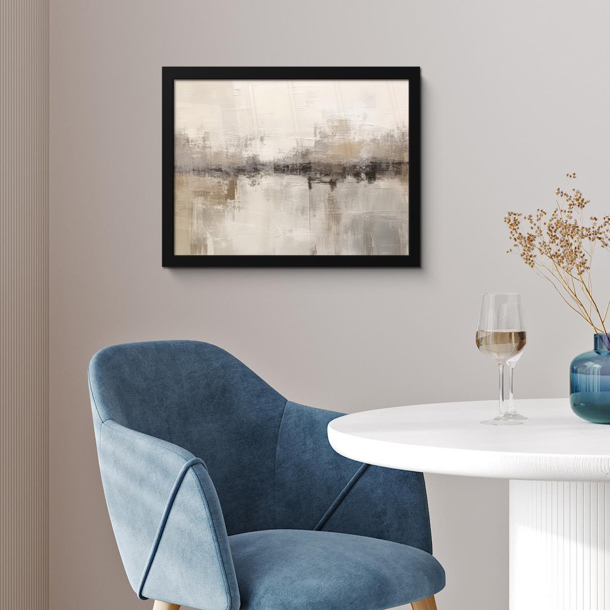POSTER MIT RAHMENGERAHMTES BILD Moderne Kunst - Abstrakt - Beige 40x30 cm - Beige, Papier (40/30cm) - MuchoWow