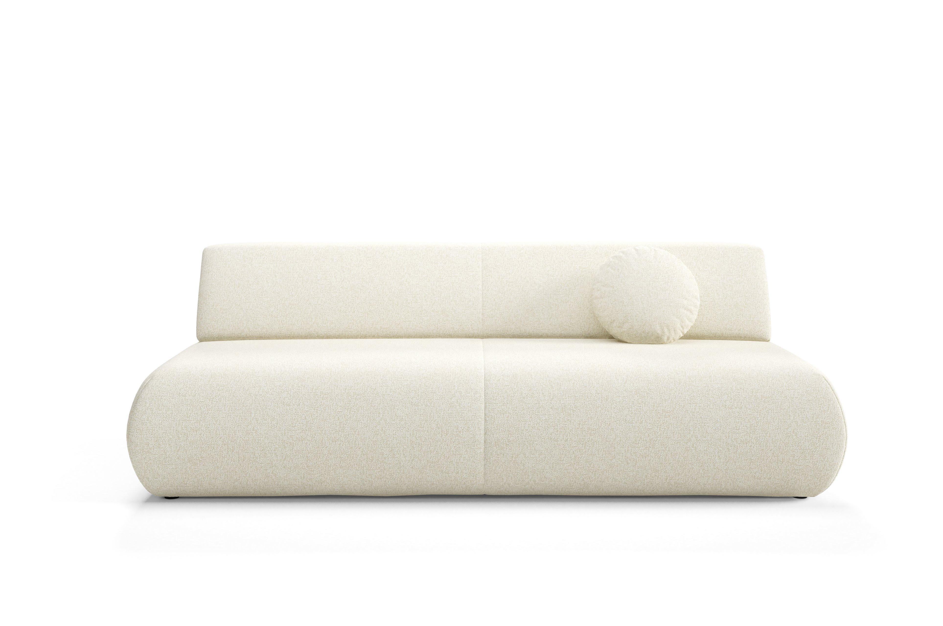 BETTSOFA DELTA Ecru Geflochtener Stoff mit Schlaffunktion - Ecru, Holz (214/74/100cm) - MASSENO