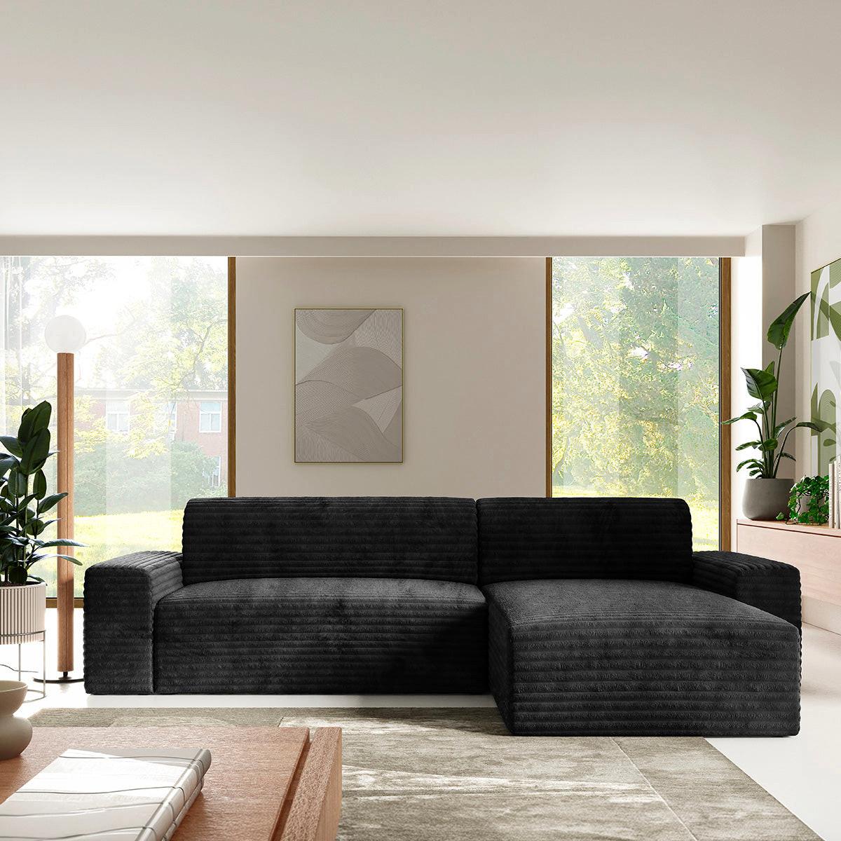 ECKSOFA Fabio 3 Sitzplätze Schwarz - Schwarz, Holz (300/185cm) - Petits-meubles