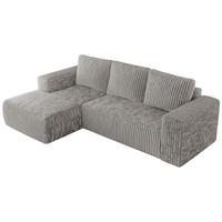 ECKSOFA TRENTINO L Hellgrau Cord - Links - Hellgrau/Schwarz, Kunststoff/Textil (266/164cm) - MKS