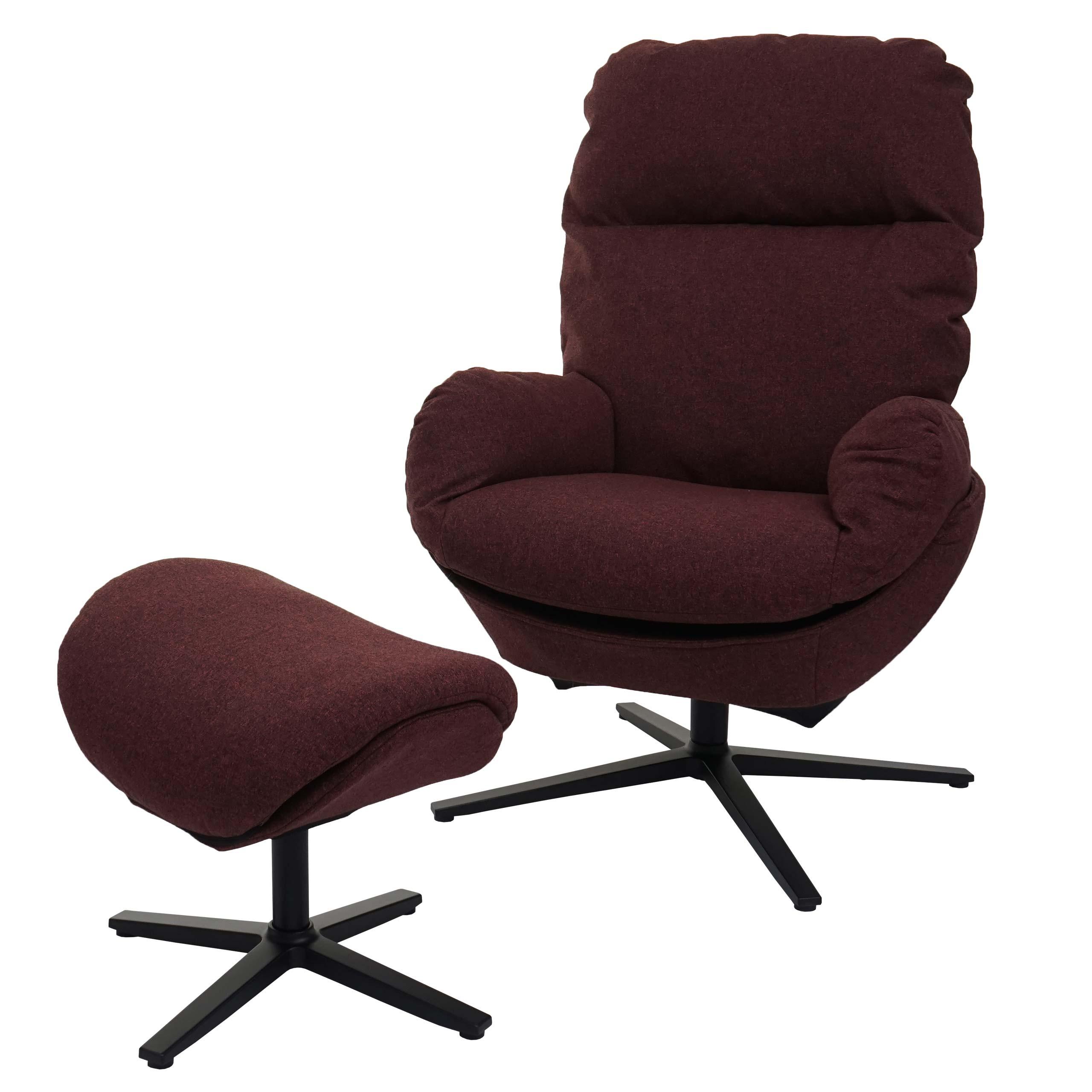 RELAXSESSEL + HOCKER Bordeaux - Bordeaux, Textil (72/101/73cm) - MCW