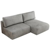 ECKSCHLAFSOFA VIVO L Hellgrau Velvet - rechts - Hellgrau/Schwarz, Kunststoff/Textil (150/223cm) - MKS