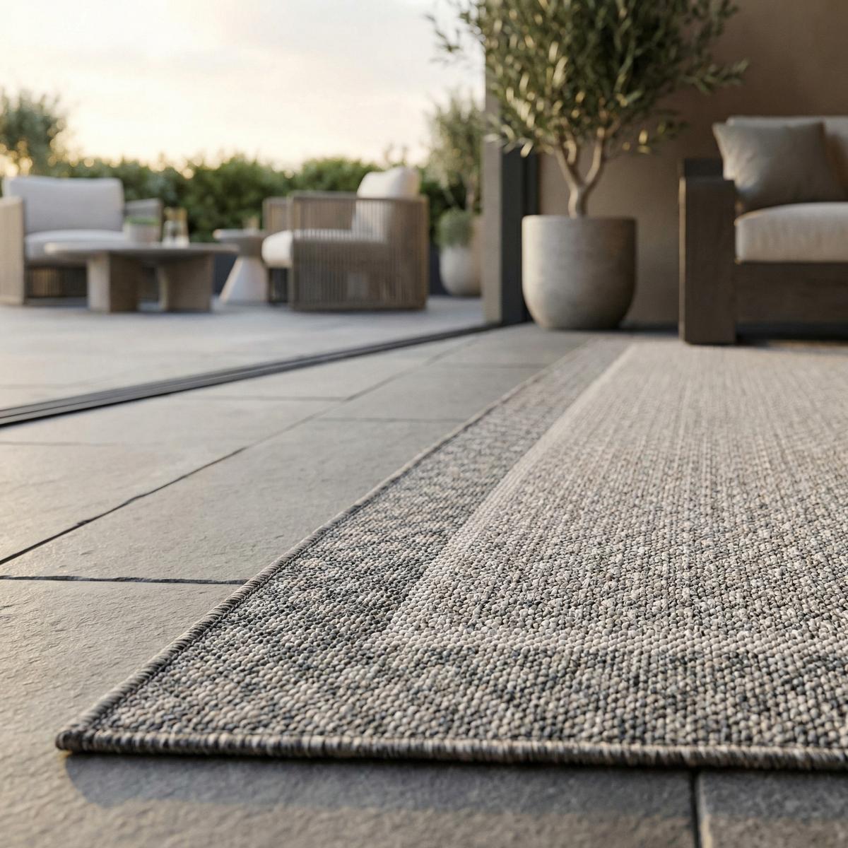 TEPPICH Outdoor LIRIA in Creme, mit Bordüre, aus Polypropylen, 120 x 170 cm - Beige, Textil (170/120cm) - KADIMA DESIGN