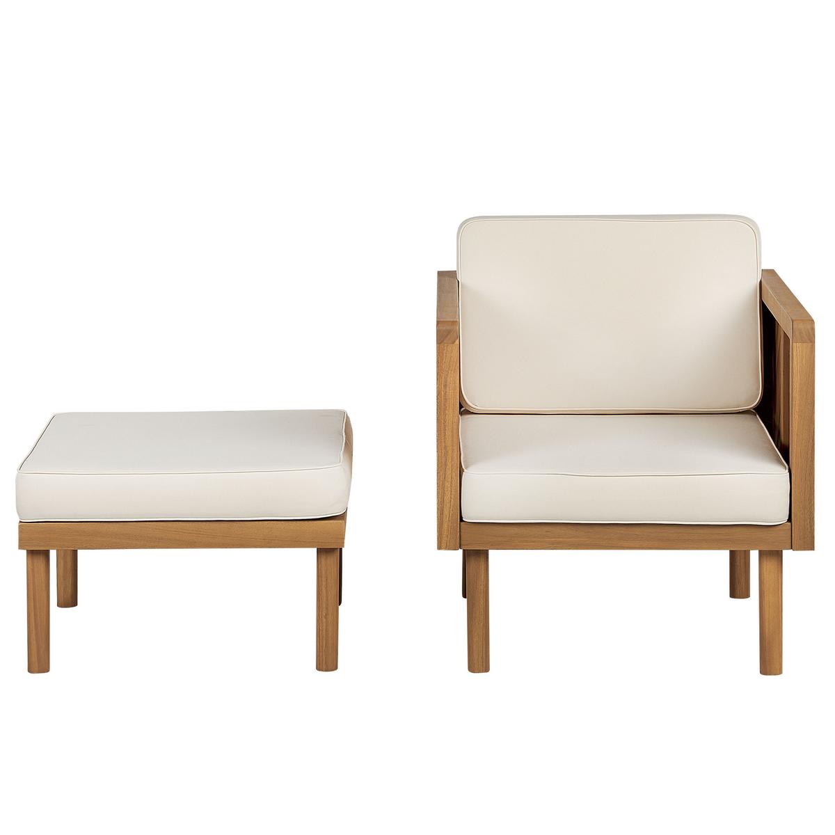 LOUNGE-SET 5-sitzer Akazienholz Hellbraun Baratti - Hellbraun, Holz - Beliani