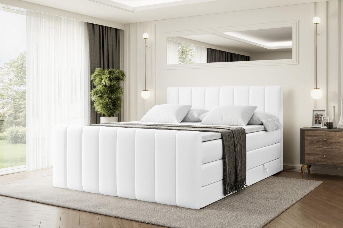 BOXSPRINGBETT OTTA-Z KING - 140x200 - H3/H4 - Weiß Hochglanz - Weiß Hochglanz, Holzwerkstoff (140/200cm) - ALTDECOR