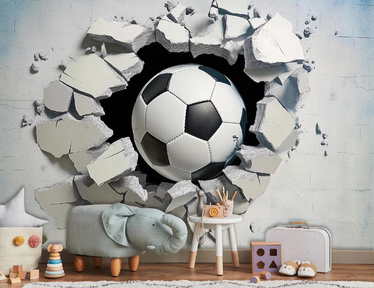 TAPETE Kinderzimmer Junge Fußball Vlies Fototapete 150x105 - Multicolor, Papier (150/105cm) - Wallarena