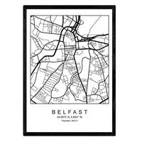 POSTER Belfast Stadtkarte – Nordisch A3 Rahmenlos - Klar, Papier (29.7/5/42cm) - Nacnic