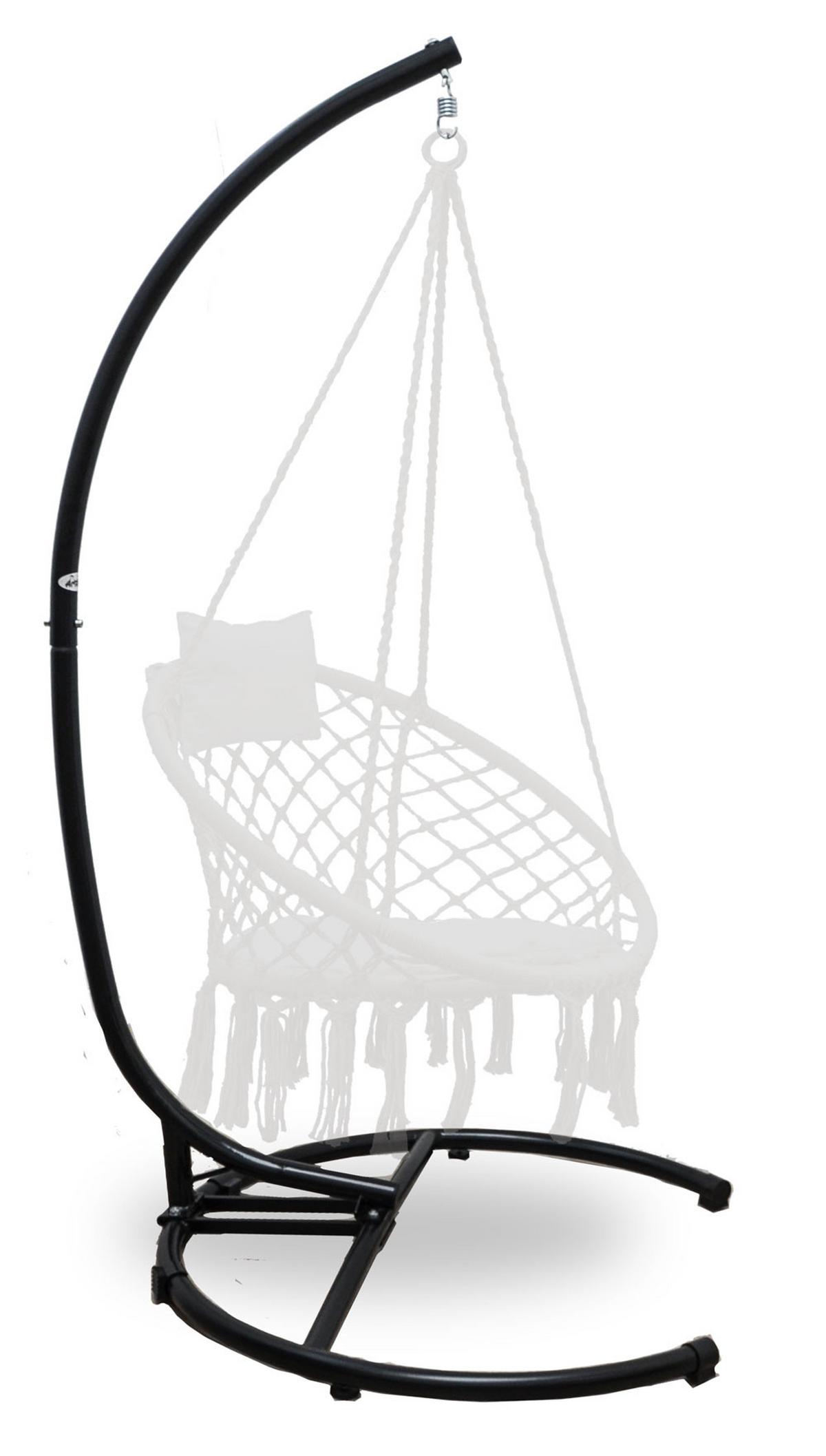 XL-HÄNGESESSEL-GESTELL bis 150kg, 215cm, Schwarz - Schwarz, Metall (125/110/210cm) - Amanka
