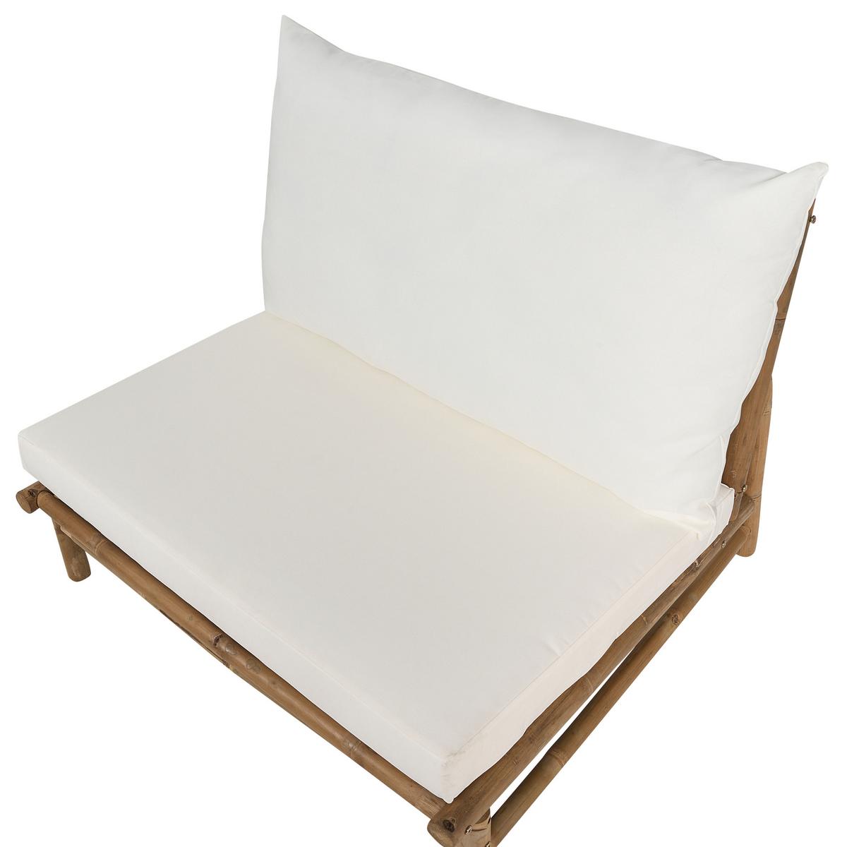 GARTENSESSEL 2er-Set Massivholz cremeweiß Todi - Hellbraun/Creme, Holz (102/74/85cm) - Beliani