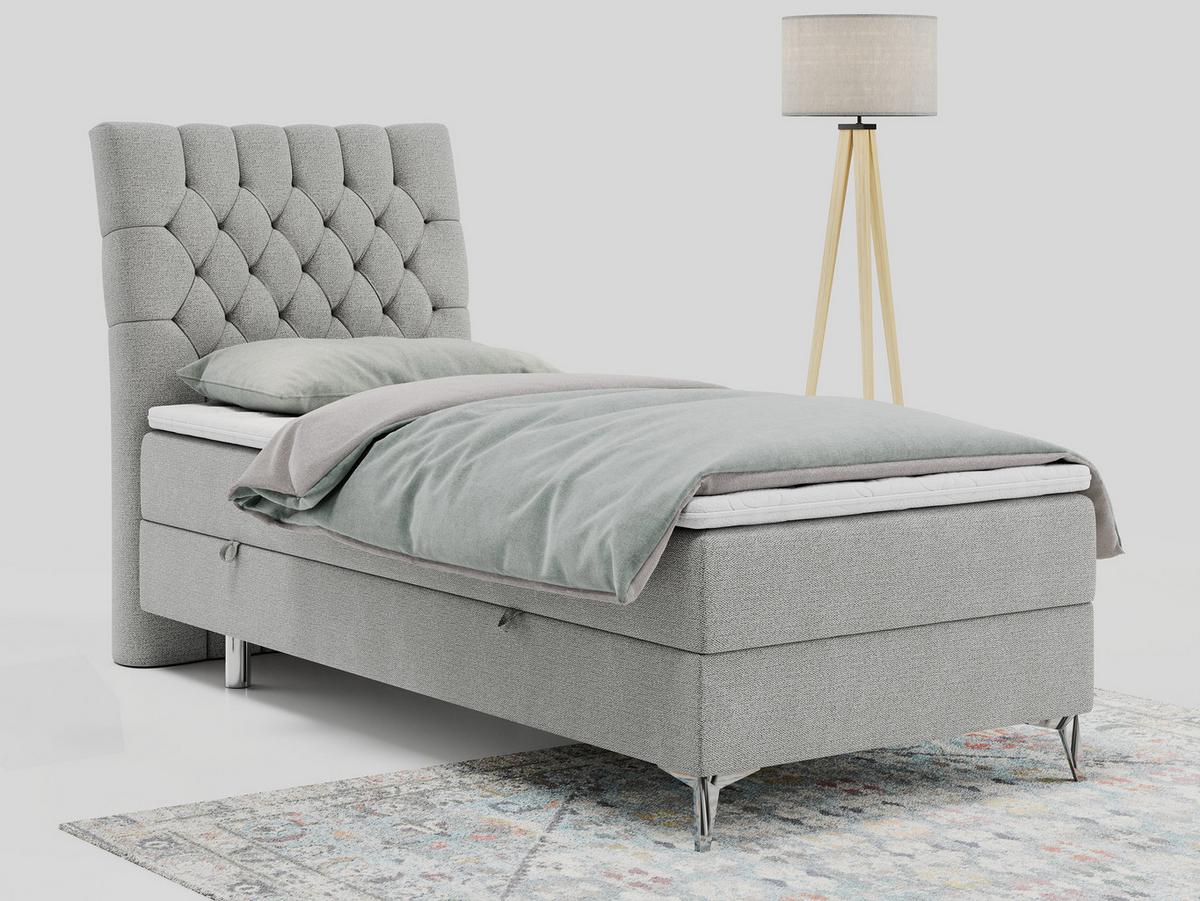 BOXBETT MILEN 90/200 Hellgrau Struktur - H3 - Links Seite - Hellgrau, Holz/Textil (90/200cm) - MKS