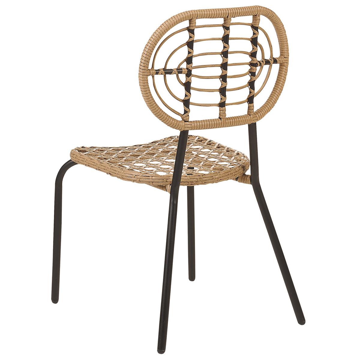 GARTENSTUHL 4er-Set PE Rattan natürlich Pratello - Naturfarben, Kunststoff (48/86/57cm) - Beliani