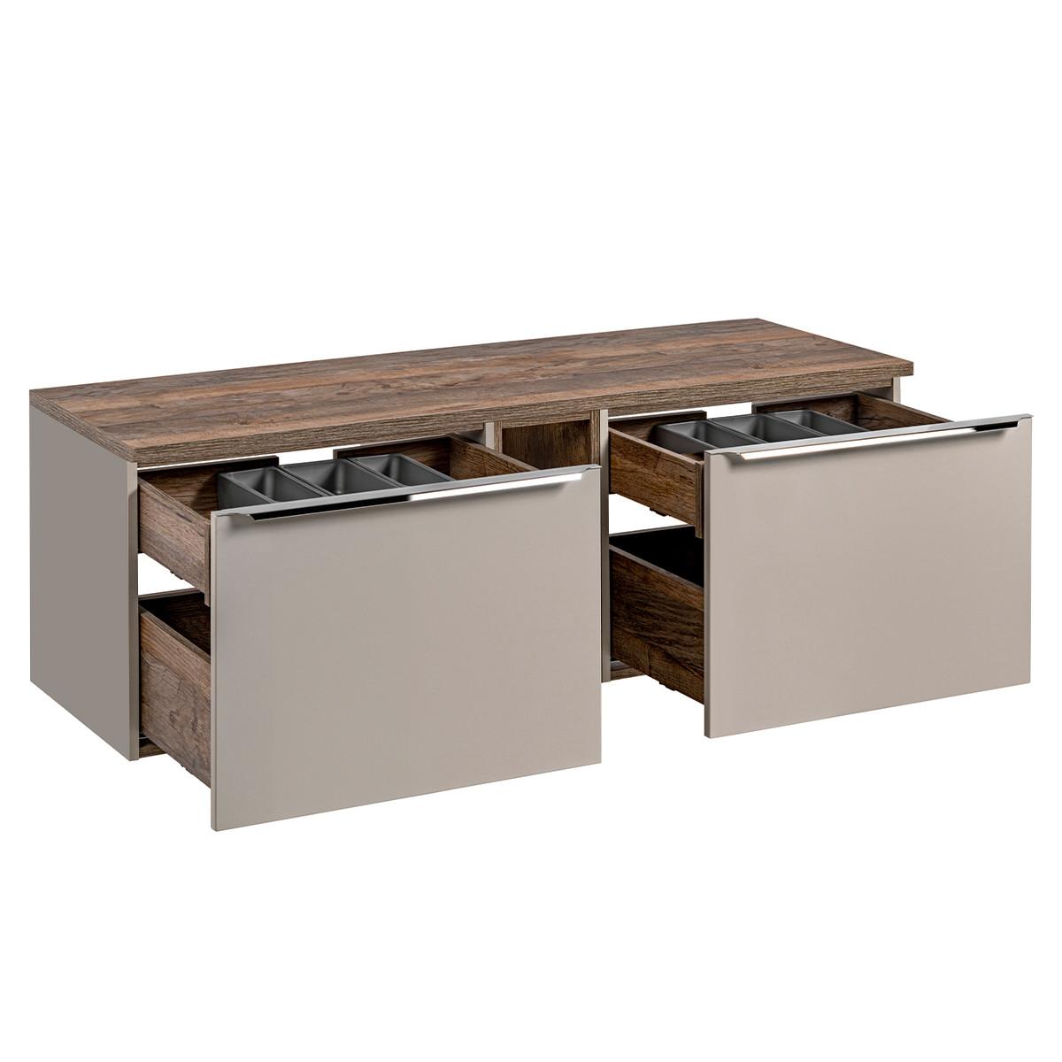 WASCHTISCHUNTERSCHRANK 140cm Éros Taupe - Taupe, Holzwerkstoff (140/48/46cm) - Petits-meubles