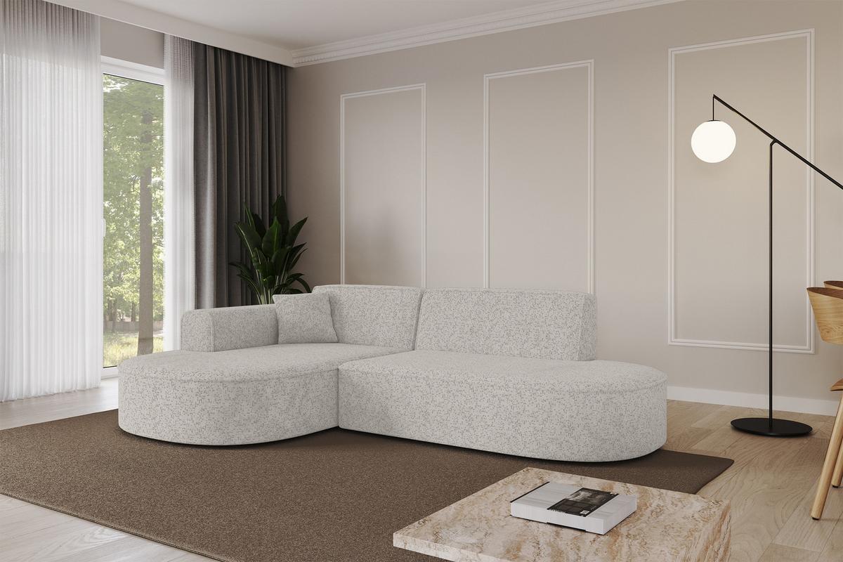 ECKSOFA Ottomane Links MARI-L1 - 243x171x79 cm Hellgrau Tissu - Hellgrau/Schwarz, Holzwerkstoff/Kunststoff (243/171cm) - ALTDECOR