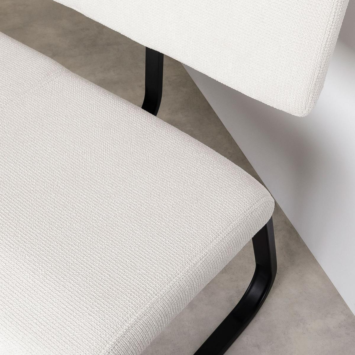ESSZIMMERBANK VILAS cremeweiß - Creme, Textil/Metall (135/87/56cm) - IDIMEX