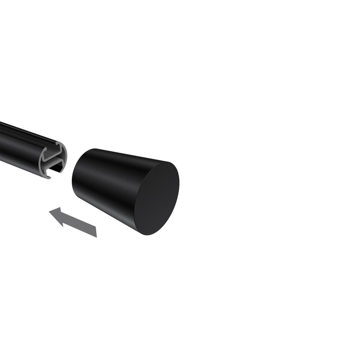 ENDSTÜCKE FÜR GARDINENSTANGEN 20 mm Ø, Sitra Schwarz, Packung 2 Stück - Schwarz, Metall (4.1/3/3cm) - INTERDECO