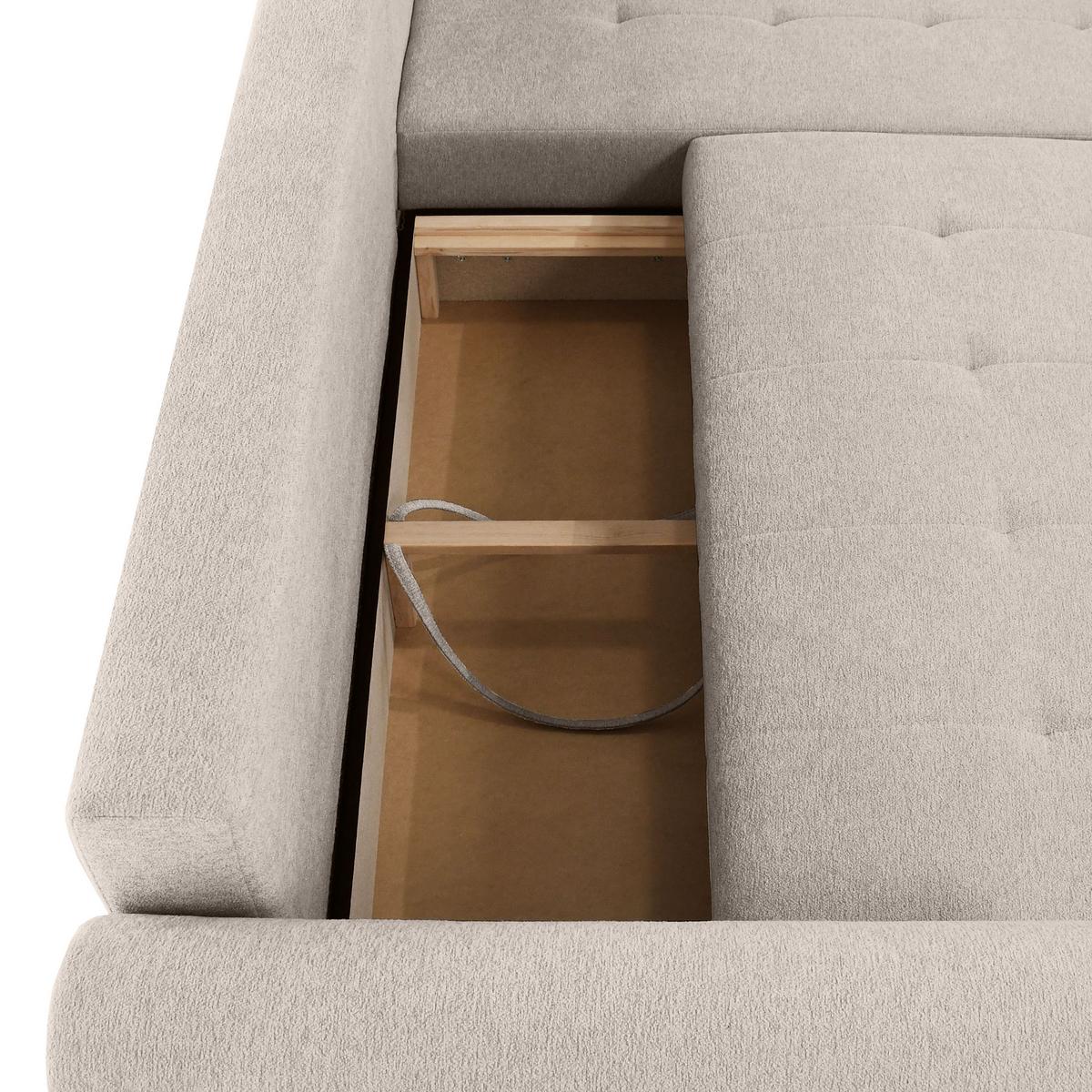 ECKSCHLAFSOFA Dallas mit Bettkasten, 255 cm, Beige, rechts, Velour-Stoff - Cappuccino, Textil (255/175cm) - Beautysofa