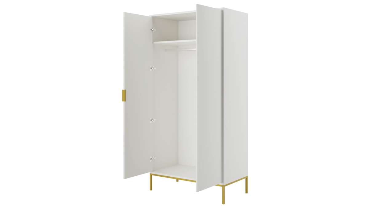 DREHTÜRENSCHRANK Austin - Goldfarben/Weiß, Holzwerkstoff (55/205/100cm) - RAUMHIRSCH FURNITURE