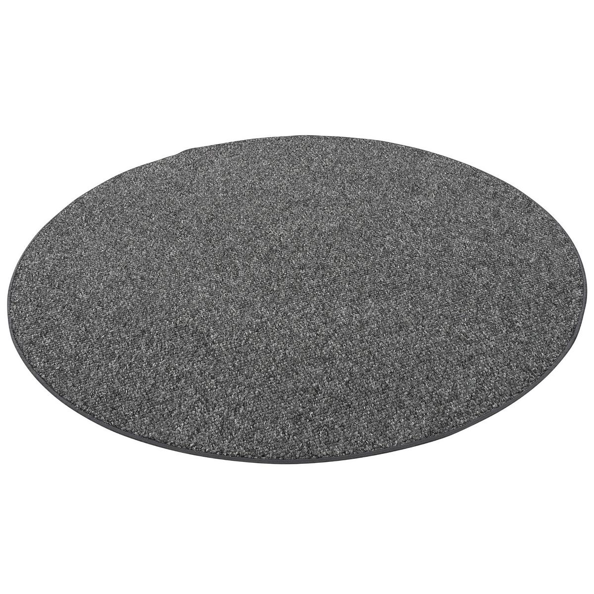 LUXUS WOLL-OPTIK BERBER JUNA MELIERT RUND - Anthrazit, Textil (100/100cm) - Snapstyle