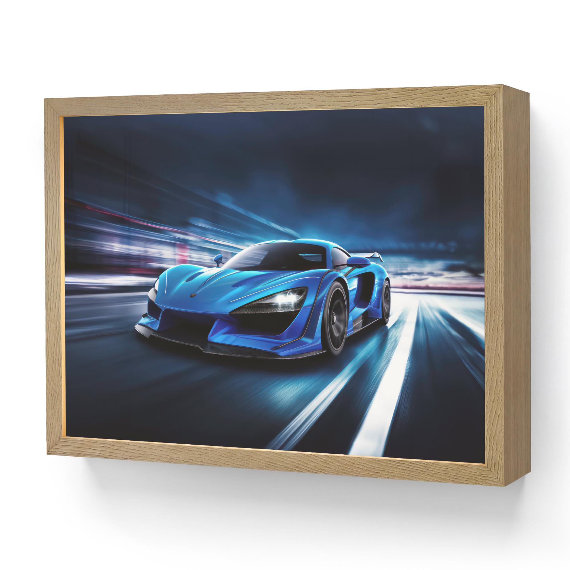 NACHTTISCHLAMPE MIT AKKU Auto - Blau - Jungen - Kind 40x30 cm - Blau, Holzwerkstoff (8/40/30cm) - OnlyWow