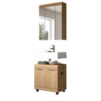 BADMÖBEL-SET Eiche Artisan Set 2-teilig 60 x 191 cm, Badkombination modernes Design - Schwarz/Eiche Artisan, Glas/Holzwerkstoff (60/191/34cm) - Inn.Furn