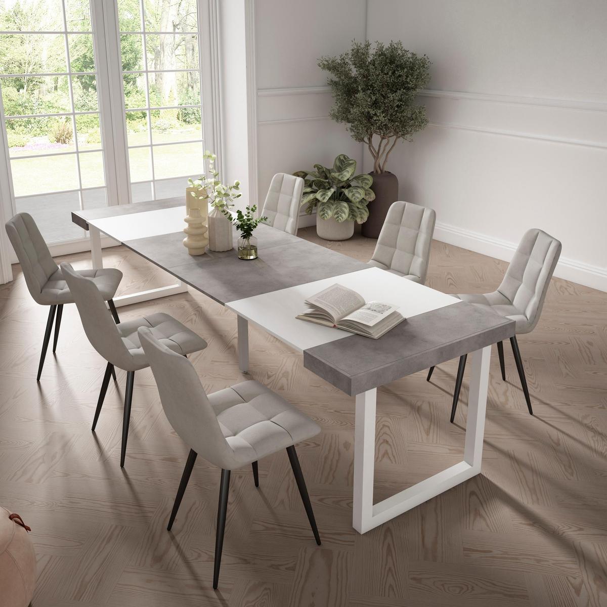 KONSOLENTISCH ausziehbar 58 bis 302cm, für 14 Gäste, zementgrau, 90/58/73cm - Grau, Holzwerkstoff (90/302/73cm) - Skraut Home