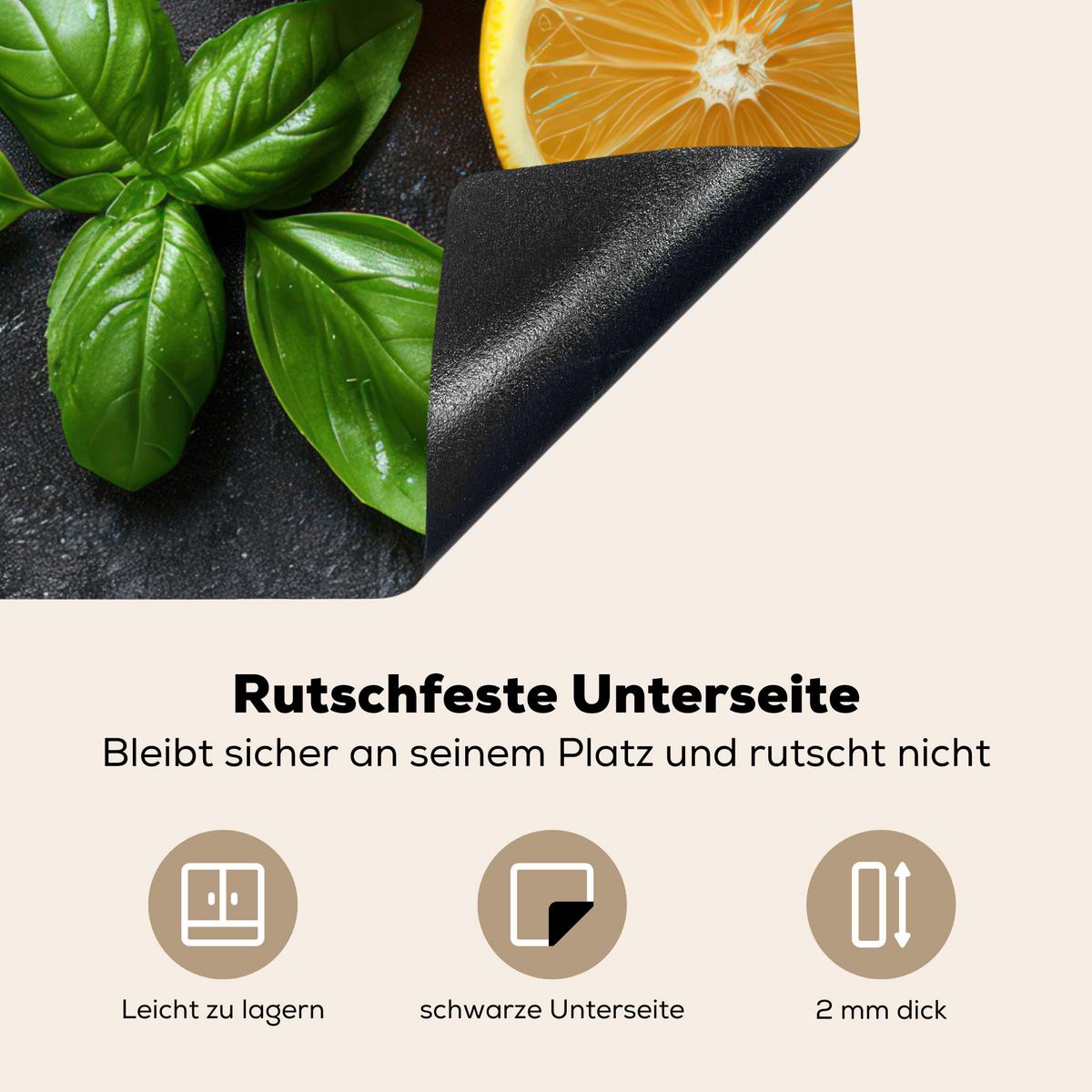 HERDABDECKPLATTE Obst - Grau - Konkret - Orange - Pflanzen Abdeckung Ceranfeld 57.6x51.6 cm - Anthrazit, Kunststoff (57.6/51.6/0.2cm) - MuchoWow