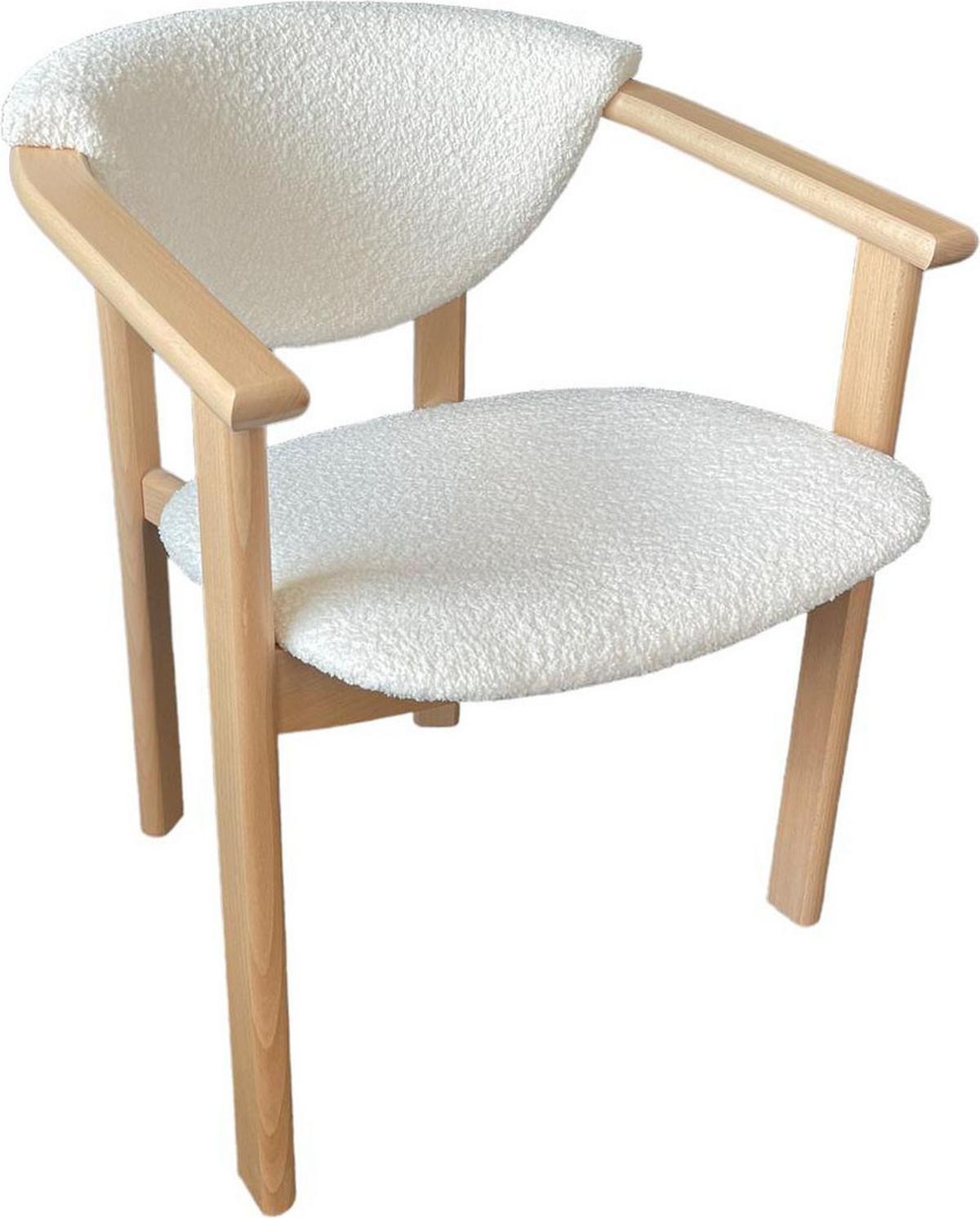 ESSZIMMERSTUHL KALLA 4er Set in Creme Bouclé, massives Buchenholz 58/60/74 cm - Hellbraun/Creme, Holz/Textil (58/72/47cm) - WFL GROUP
