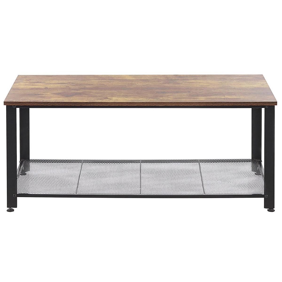 COUCHTISCH dunkler Holzfarbton/schwarz rechteckig 106/60 cm Aston - Dunkelbraun/Schwarz, Holzwerkstoff (60/106/46cm) - Beliani