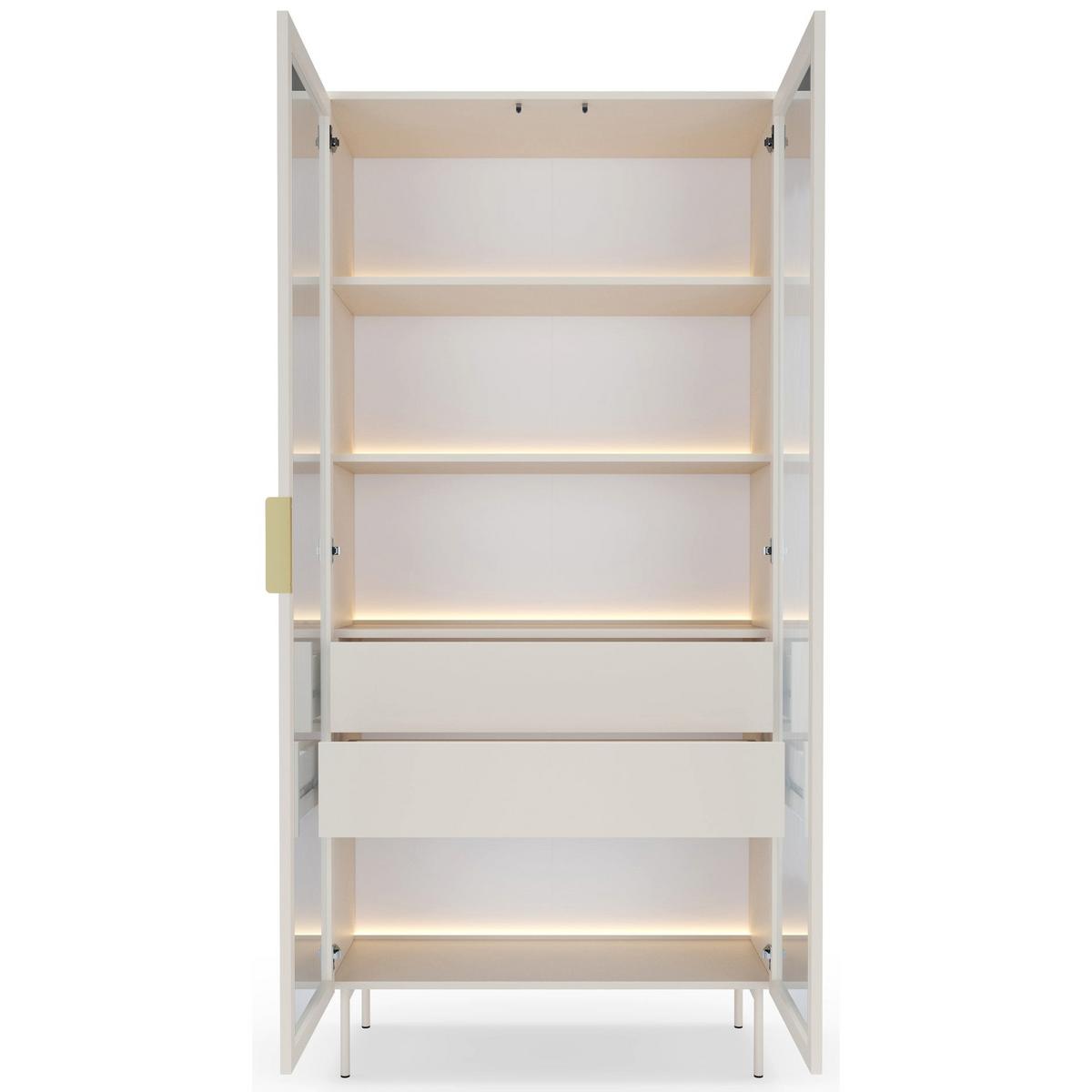 VITRINE Lumi mit LED Taupe 91 cm - Taupe/Goldfarben, Holzwerkstoff/Metall (91.5/194.6/39.3cm) - Selsey